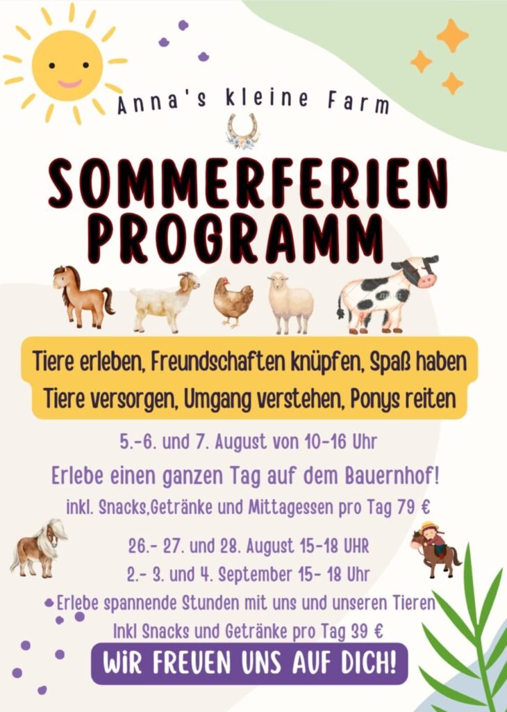 Sommerferienprogramm Annas kleine Farm 2025
