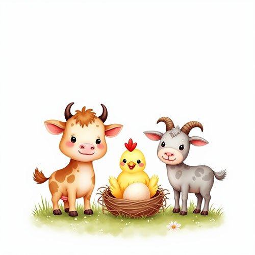 Kindergeburtstag Ziege Huhn Kalb